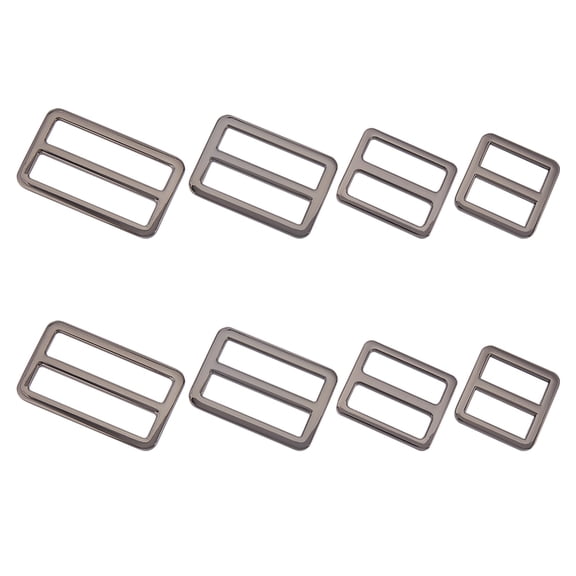 1 Set 8Pcs 4 Styles Alloy Slider Buckles Adjustable Buckle Fasteners for Strap Leathercraft Bag Belt Rectangle Gunmetal