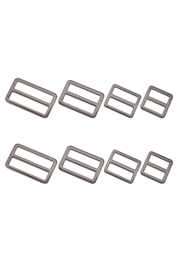 1 Set 8Pcs 4 Styles Alloy Slider Buckles Adjustable Buckle Fasteners for Strap Leathercraft Bag Belt Rectangle Gunmetal