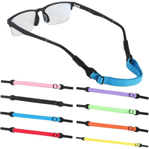 1 Set 8Pcs 8 Colors Stretchy Nylon Sports Sunglass Straps Adjustable Eyeglasses Lanyard Neck Holder Strap Mixed Color 205x15x7mm Hole: 4mm 1pc/color