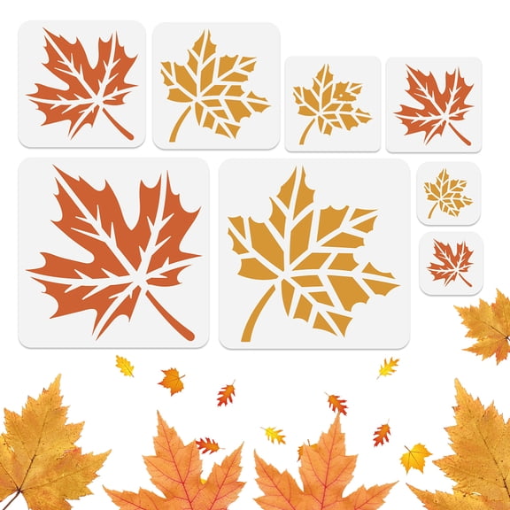 1 Set 8Pcs 8 Styles Autumn Maple Leaf PET Hollow Out Drawing Painting Stencils for DIY Scrapbook Photo Album 100~300x100~300mm 1pc/style