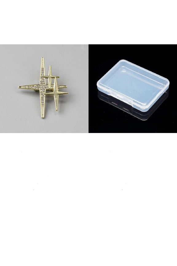 1 Set 8Pcs Alloy Rhinestone Lapel Pin Brooches for Backpack Clothes Star Golden 49x39mm