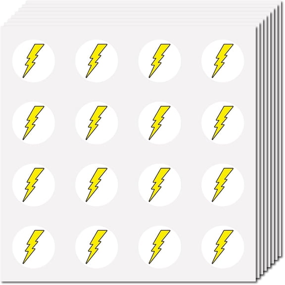 1 Set 8Pcs Plastic Waterproof Self-Adhesive Picture Stickers Round Dot Cartoon Decals Lightning Bolt 150x150mm Sticker: 25mm 8 pcs/set