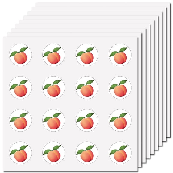1 Set 8Pcs Plastic Waterproof Self-Adhesive Picture Stickers Round Dot Cartoon Decals for Kid's Peach 150x150mm Sticker: 25mm 8 pcs/set