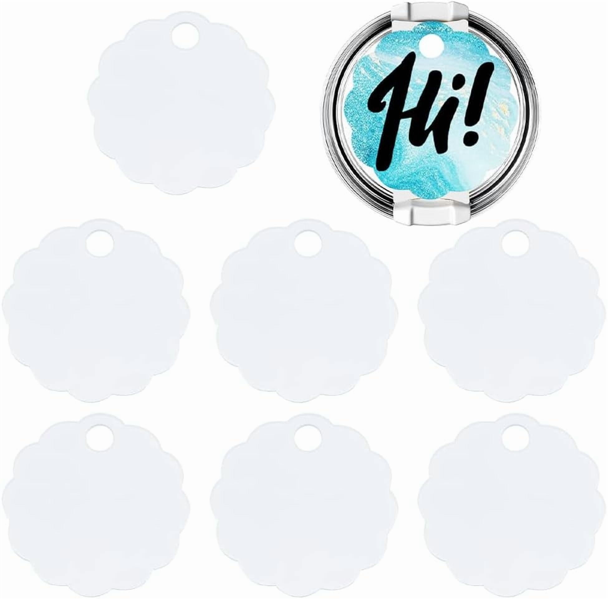 1 Set 8Pcs Sublimation Blank Name Plate Tumbler Name Plates 40 oz Heat Transfer 3.13 x 3.21in Acrylic White Flower Personalized Topper Cup Lid Blanks Tags for Customized Design Tumbler Cup Decor