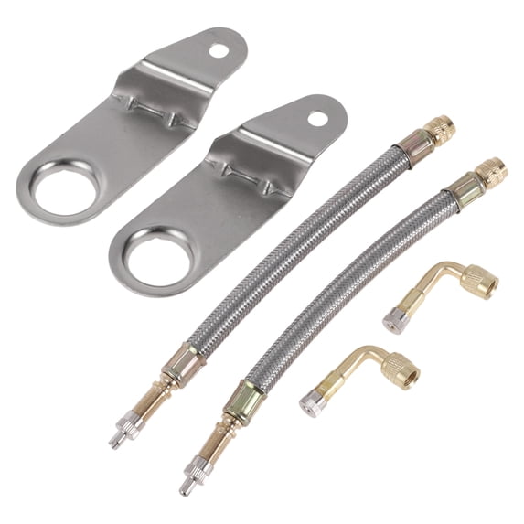 1 Set 90 Degree Copper Tire Valve Extension with Universal Stainless Steel 180mm Tyre Valve Stem Extender for Car Motorcycle RV Truck Bike