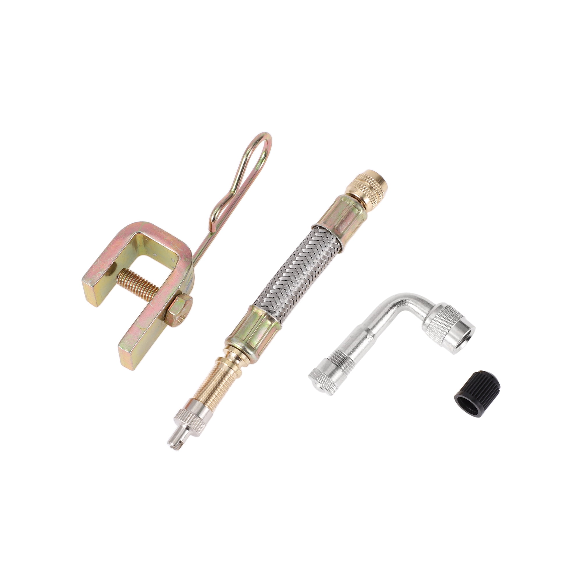 1 Set 90 Degrees Copper Tire Valve Extension with Flexible Stainless ...