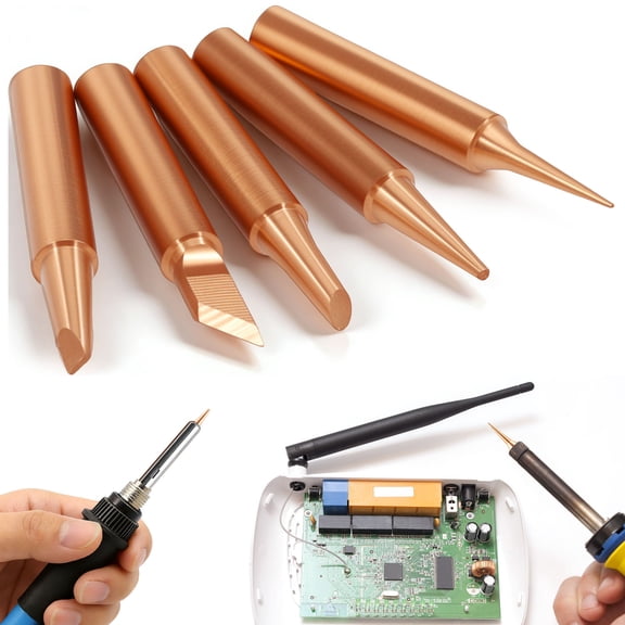 Tmwefusc 5 Pcs 900M-T Series Soldering Iron Tips,Pure Copper Soldering Tips Replacement for Precision Welding,Replacement Soldering Tips