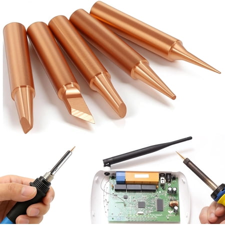 1 Set 900M Soldering Iron Tips Copper Non-magnetic Welding Head with Cleaning Sponge Pad Replacement for Solder Station Tip (I+B+K+3C+2.4D)