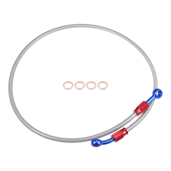 1 Set 90cm 35.43" Length 10mm ID Motorcycle Hydraulic Brake Line Oil Hose Pipe 28 0 Silver Tone