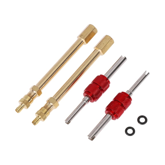 1 Set 90mm Tire Valve Extension with Double-ended Valve Core Removal Screwdriver Sealing Ring Copper 180 Degree Tyre Valve Inflation Adapter