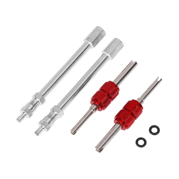 1 Set 90mm Tire Valve Extension with Double-ended Valve Core Removal Screwdriver Sealing Ring Copper 180 Degree Tyre Valve Stem Extender