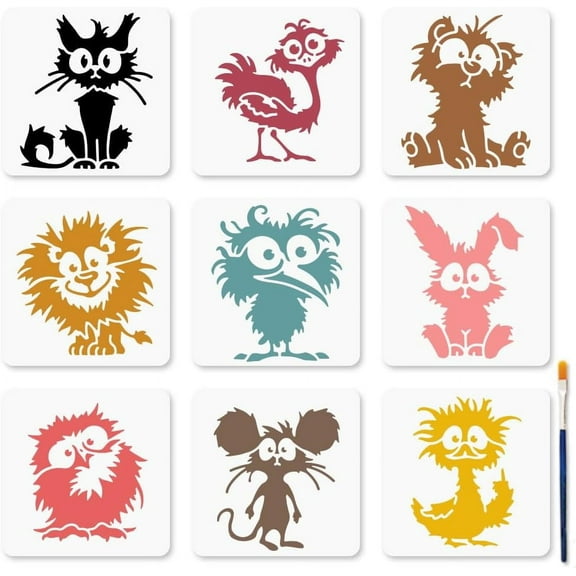 1 Set 9Pcs 9 Styles PET Hollow Out Drawing Painting Stencils for DIY Scrapbook oto Album Eye 150x150mm 1pc/style