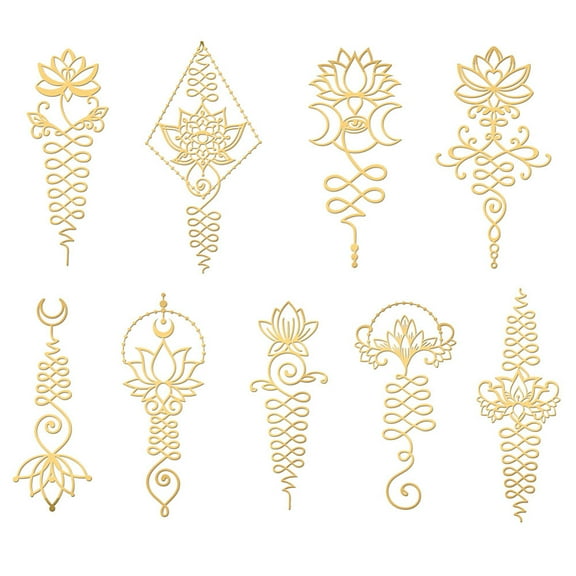 1 Set 9pcs 1.6x1.6 Inch Religious Theme Stickers Lotus Symbol Pattern Sticker Self Adhesive Gold Stickers Metal Gold Stickers for Scrapbooks DIY Resin Crafts Phone & Water Bottle Decoration