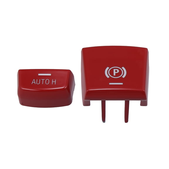 1 Set AUTO H Button Cover Long Feet P Button Cover Replacement for BMW F01 F02 F12 F10 F07 F25 F26 F15 F16 Red