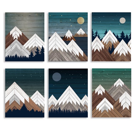 1 Set Abstract Art Chemical Fiber Oil Canvas Hanging Painting Home Wall Decoration Accessories Rectangle Mountain Pattern 250x200mm 6pcs/set