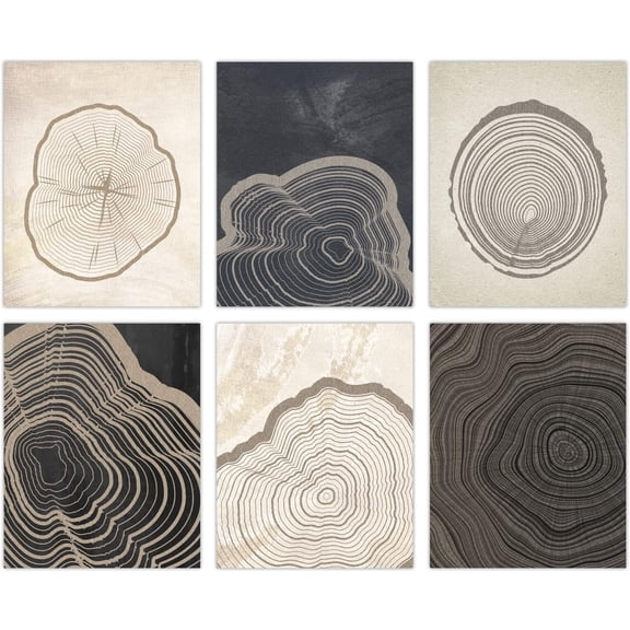 1 Set Abstract Canvas Wall Art Canvas Annual Tree Rings Picture Modern Art Prints Minimalist Wall Art Painting 6PCS Unframed Artwork