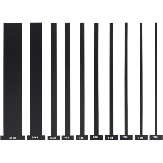 1 Set Acrylic Bookbinding Rulers Bookbinding Supplies Black 199x20~40x3mm 10pcs/set