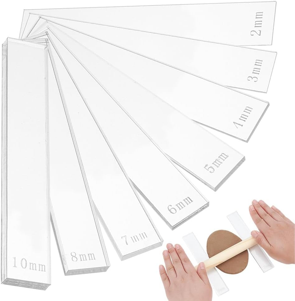 1 Set Acrylic Clay Guide Tool Sets Rectangle Clear 152x25x2~10mm 16pcs