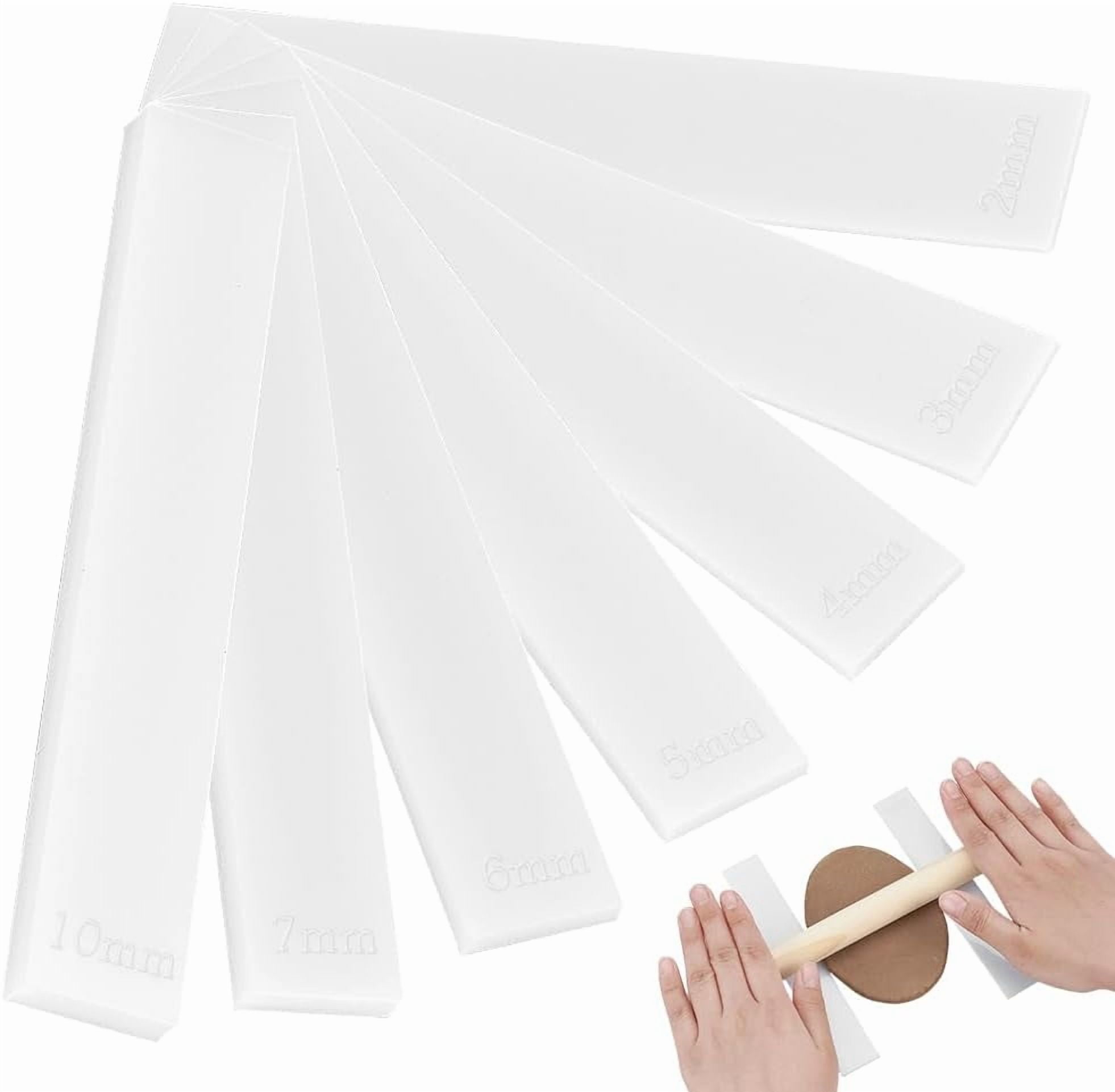 1 Set Acrylic Clay Guide Tool Sets Rectangle White 152x25x2~10mm 14pcs