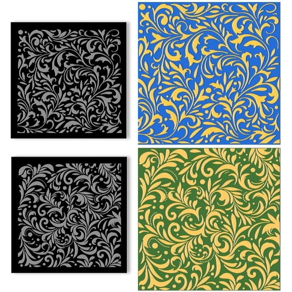 1 Set Acrylic Clay Texture Boards Square Floral 100x100mm 2pcs/set