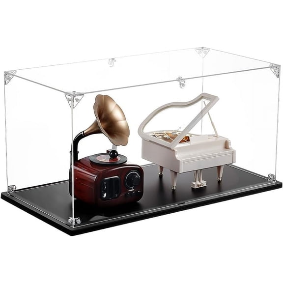 1 Set Acrylic Display Boxes Dust-Proof Cases with Black Base for Models Building Blocks Display Holders Rectangle 40x20x20cm for DIY