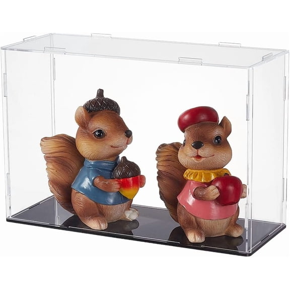 1 Set Acrylic Display Case 9.8x3.5x6.6 inch Model Display Case with Rubbers Acrylic Display Case with Black Base Transparent Assemble Display Boxes Display Holders for Minifigures Collections