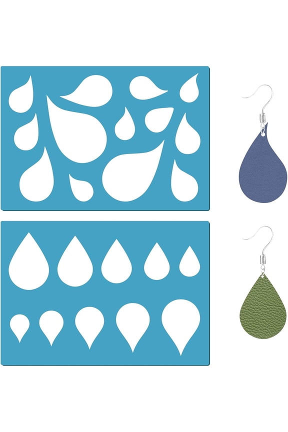 1 Set Acrylic Earring Handwork Card Leather Cutting Stencils Deep Sky Blue Teardrop Pattern 130x90x2mm 2pcs/set
