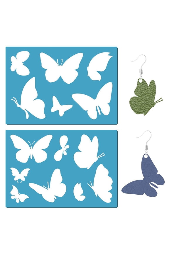 1 Set Acrylic Earring Handwork Template Card Leather Cutting Stencils Deep Sky Blue Butterfly Pattern 130x90x2mm 2pcs/set DIY