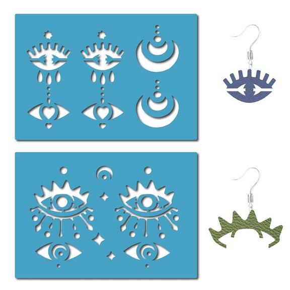 1 Set Acrylic Earring Handwork Template Card Leather Cutting Stencils Deep Sky Blue Evil Eye Pattern 130x90x2mm 2pcs/set