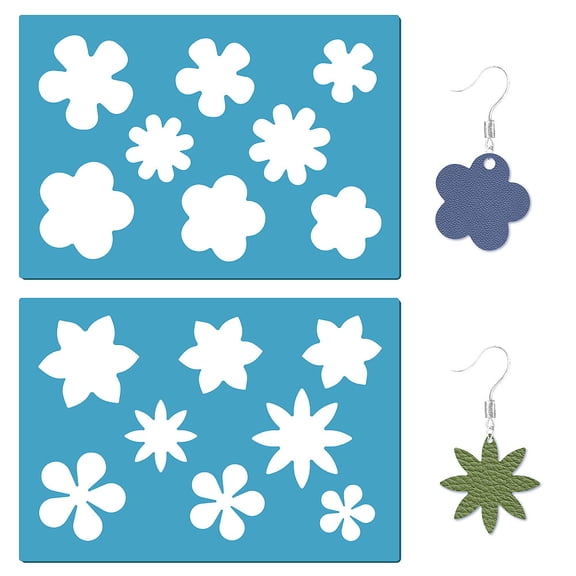 1 Set Acrylic Earring Handwork Template Card Leather Cutting Stencils Deep Sky Blue Flower 130x90x2mm 2pcs/set