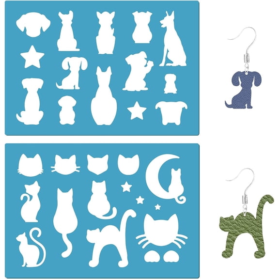1 Set Acrylic Earring Handwork Template Card Leather Cutting Stencils Deep Sky Blue Geometric Pattern 130x90x2mm 2pcs/setDIY Deep Sky Blue