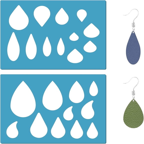 1 Set Acrylic Earring Handwork Template Card Leather Cutting Stencils Deep Sky Blue Teardrop 130x90x2mm 2pcs/set