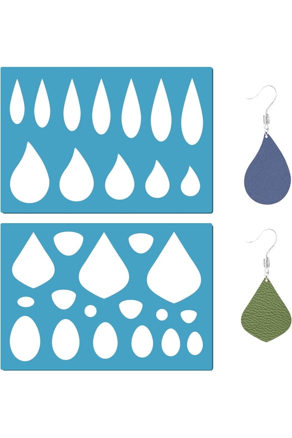1 Set Acrylic Earring Handwork Template Card Leather Cutting Stencils Deep Sky Blue Teardrop Pattern 130x90x2mm 2pcs/set art