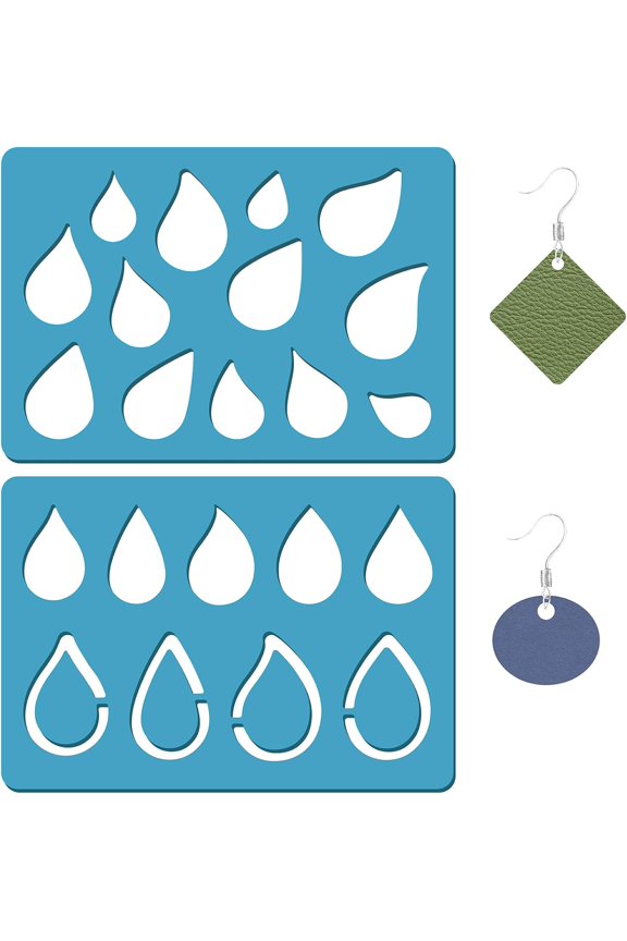 1 Set Acrylic Earring Handwork Template Card Leather Cutting Stencils Deep Sky Blue Teardrop Pattern 130x90x2mm 2pcs/set for Handmade