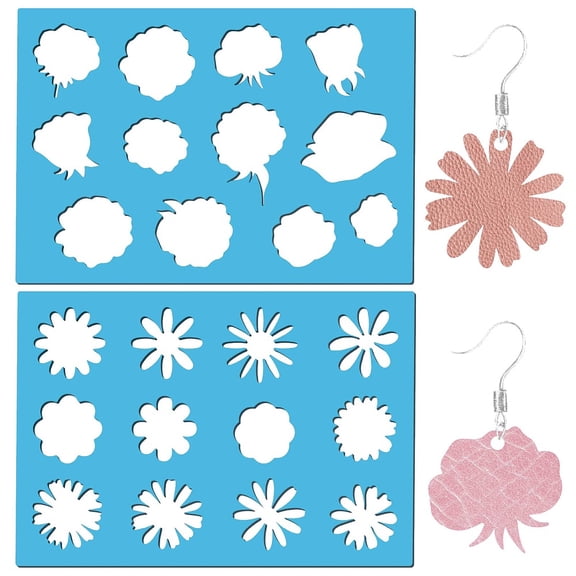1 Set Acrylic Earring Handwork Template Card Leather Cutting Stencils Deep Sky Blue Triangle/Flower/Star Flower 130x90x2mm 2pcs/set