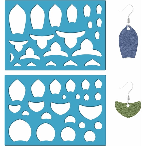 1 Set Acrylic Earring Handwork Template Card Leather Cutting Stencils Deep Sky Blue Triangle/Flower/Star Mixed Shapes 130x90x2mm 2pcs/set for DIY