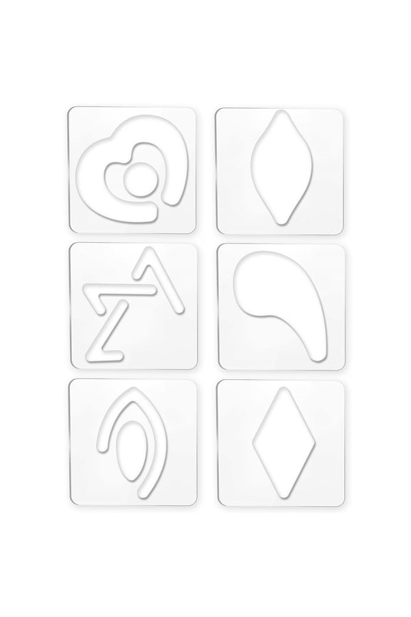 1 Set Acrylic Earring Handwork Template Card Leather Cutting Stencils Square Clear Mixed Patterns 152x152x4mm 6 styles 1pc/style 6pcs/set