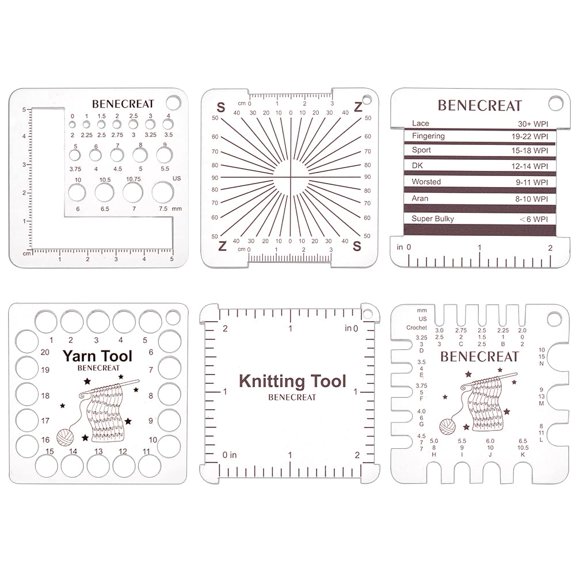 1 Set Acrylic Knitting Rulers Knitting Tools Square Clear 6.45x6.45x0.35cm 6pcs/set