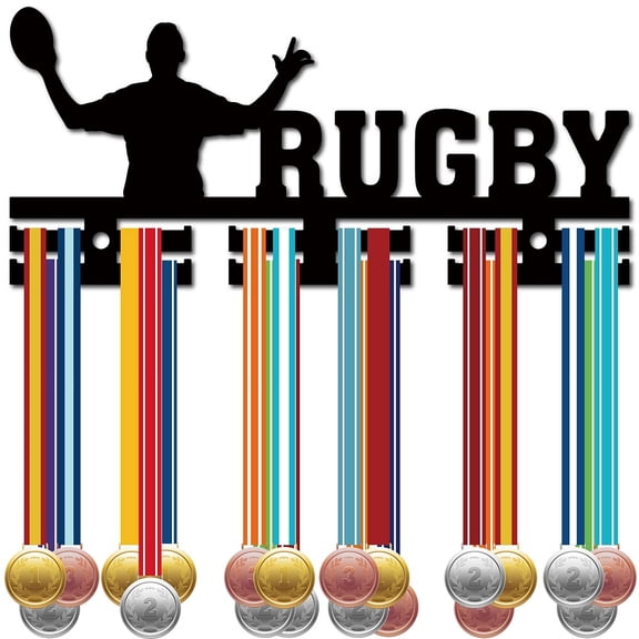 1 Set Acrylic Medal Holder Medal Display Hanger Rack Medal Holder Frame with Standoff Pins Rugby 130x290x10mm Hole: 8mm