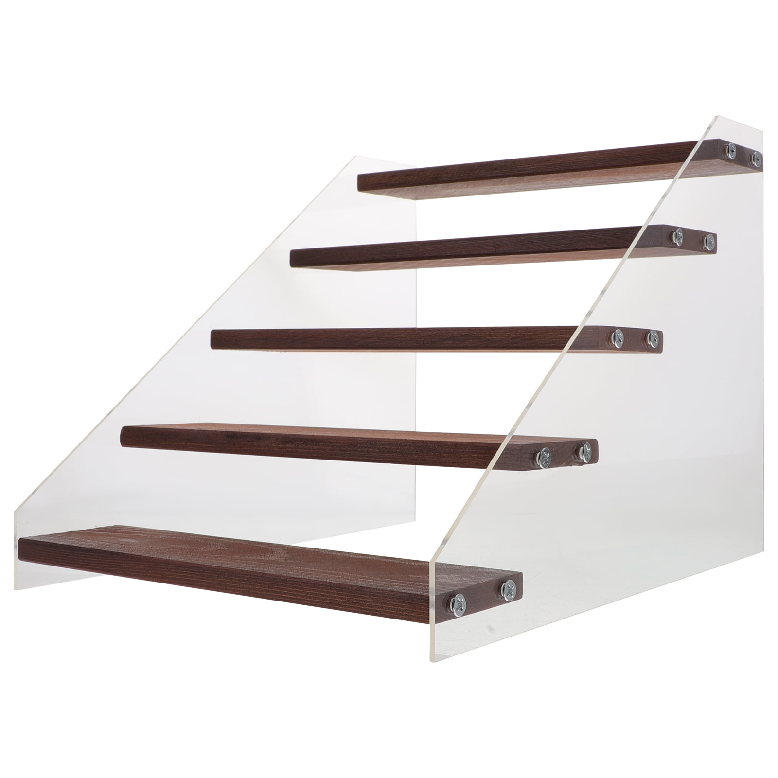 1 Set Acrylic Wood Display Stand 5 Tier Display Shelf Riser Organizer ...