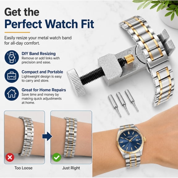 Adjustable Watch Band Link Pin Remover Tool, Bracelet Strap Repair Tool for Watch Sizing, TIKA