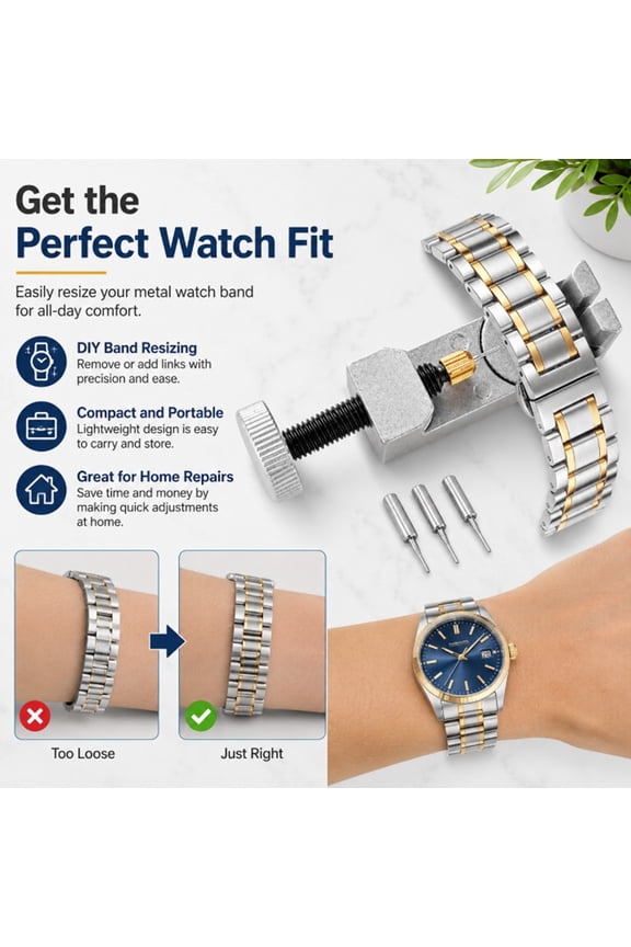 Adjustable Watch Band Link Pin Remover Tool, Bracelet Strap Repair Tool for Watch Sizing, TIKA