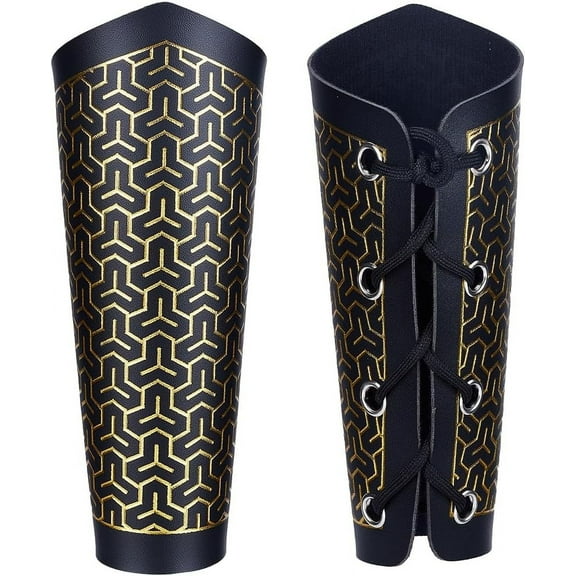 1 Set Adjustable Polyester Cord Bracelet Gauntlet Wristband Cuff Wrist Guard for Men Yellow 19.4x22.8x0.2cm