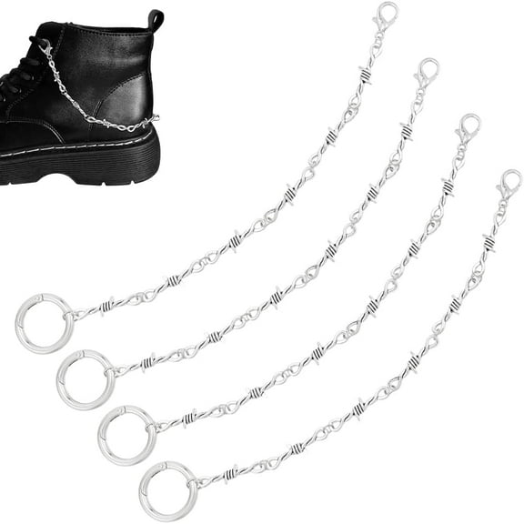 1 Set Alloy Boot Strap Chains with Alloy Spring Gate Rings Antique Silver & Platinum 260mm 4pcs/set