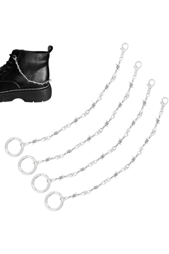 1 Set Alloy Boot Strap Chains with Alloy Spring Gate Rings Antique Silver & Platinum 260mm 4pcs/set