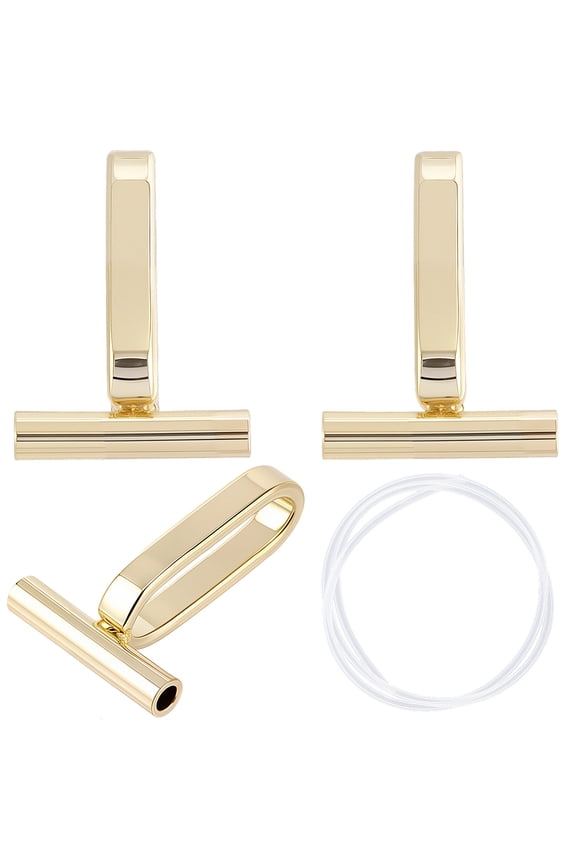 1 Set Alloy Brooch Convert Necklaces Pendant Hooks with Silicone Tubing Light Gold 15x10x5mm Hole: 1.2mm 2pcs/bag 8 bags