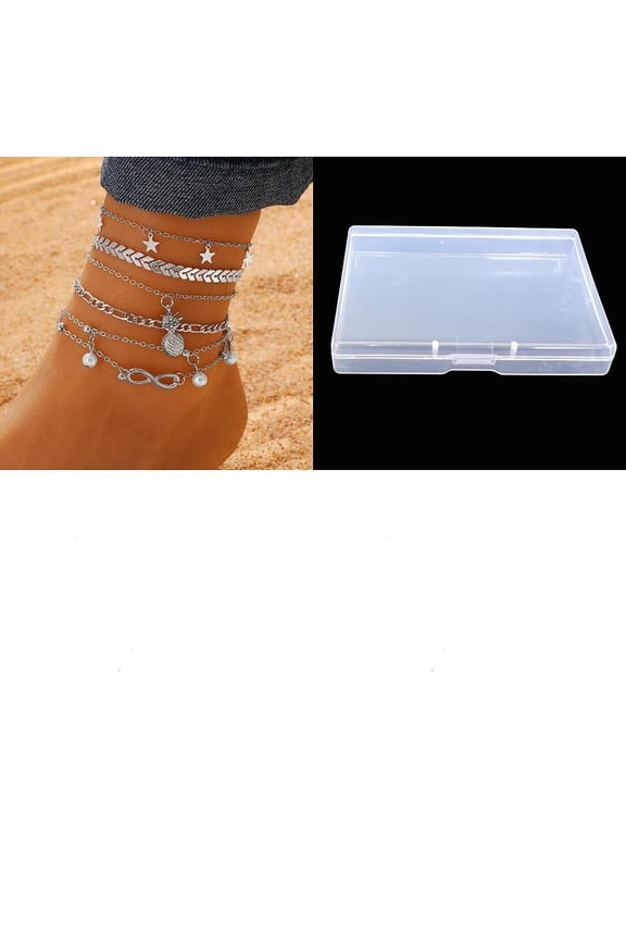 1 Set Alloy Multi layer Star Infinity Pineapple Charm Anklets Sets Platinum 8-7/8 inch(225mm)