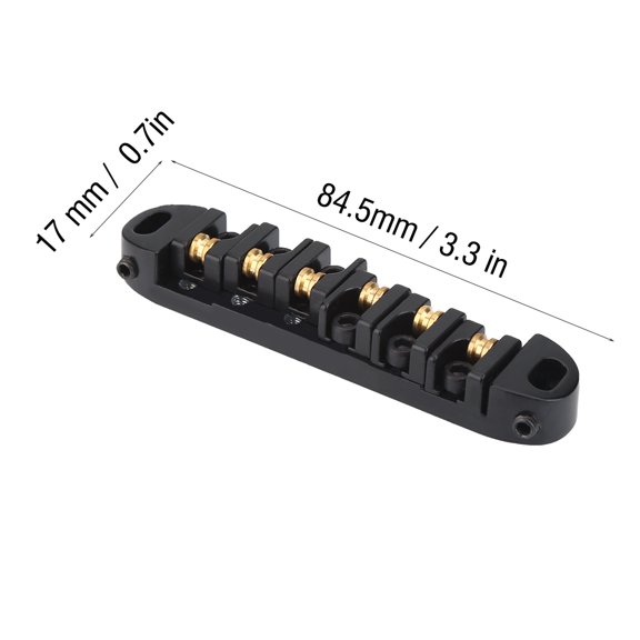 1 Set Alloy Roller Saddle Bridge Replacement Part for LP Style 6-String Electric Guitar(Black)