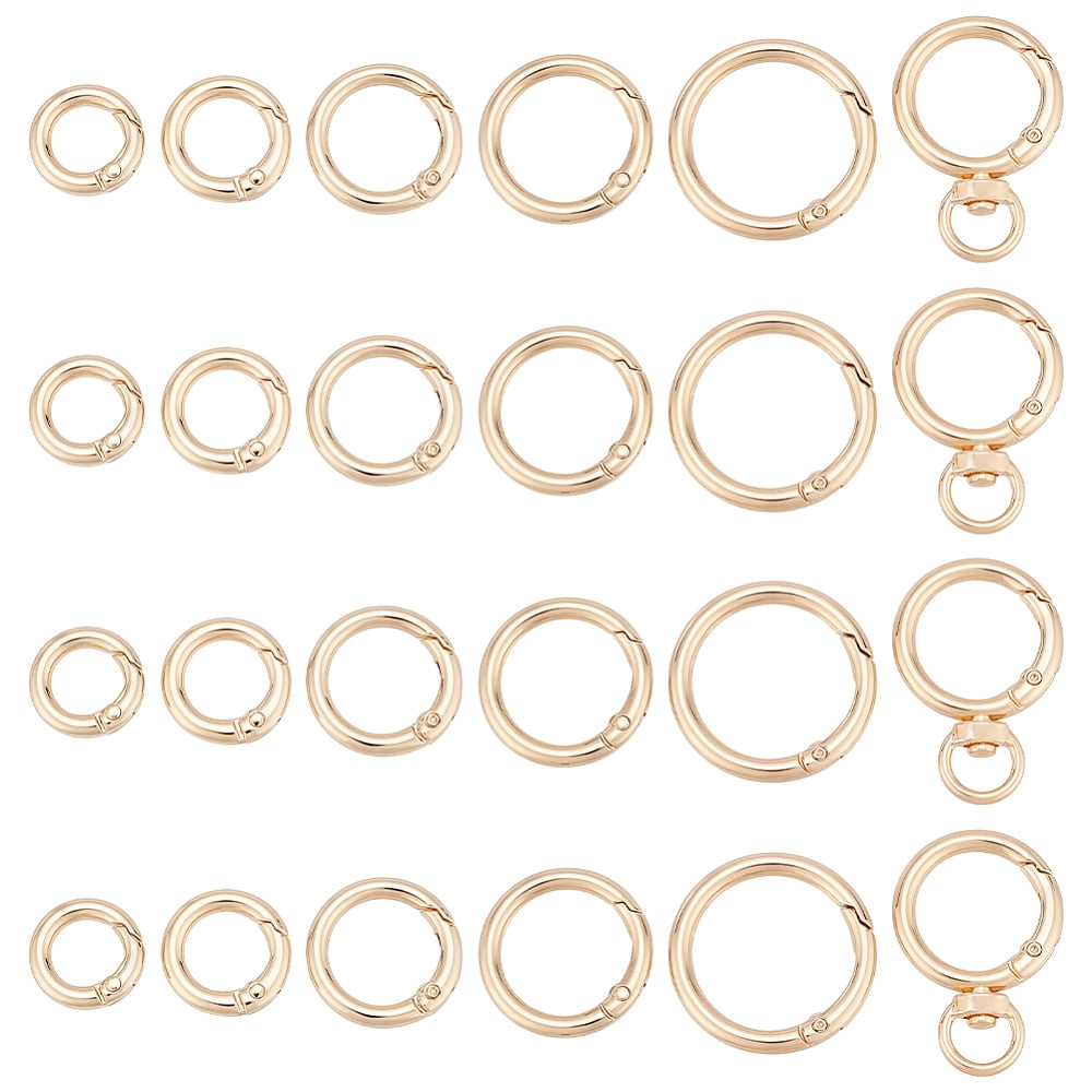 1 Set Alloy Spring Gate Rings with Swivel Clasps Golden 17.5~33.5x4~4 ...