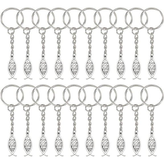 1 Set Aloy Keychain with Iron Rings Platinum 80mm 40pcs/set